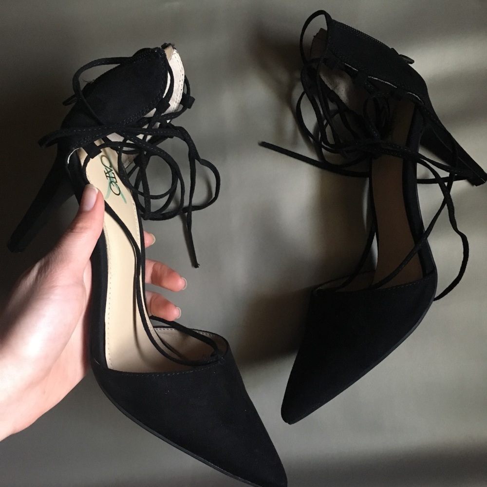 CATO Lace Up Heels in Black
